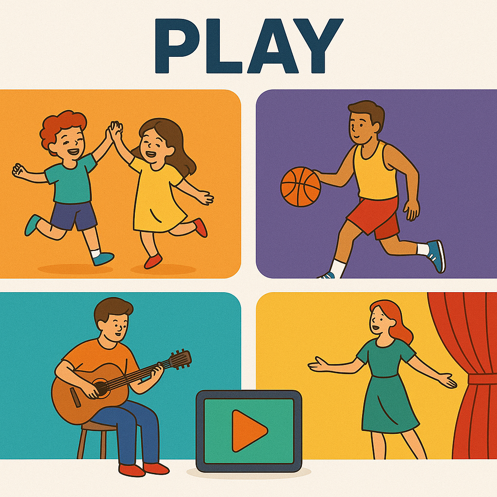 ''play'' ile ilgili en çok kullanılan 50 fiiller listesi - SPEAXON Blog Görseli